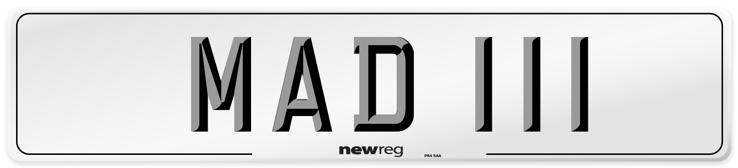 MAD 111 Number Plate from New Reg